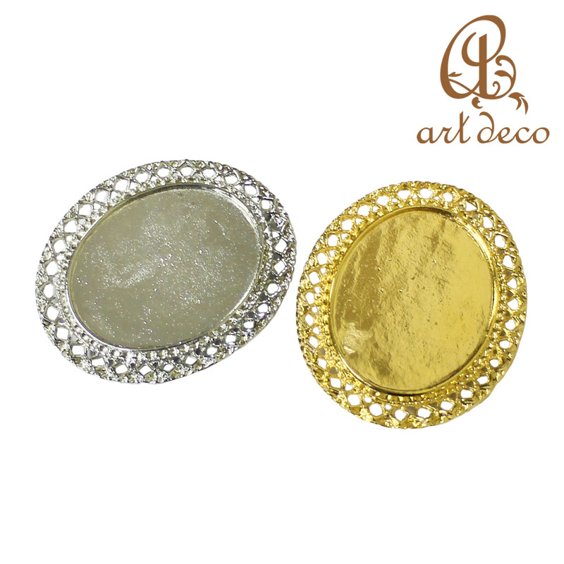 ブローチ コサージュ 楕円 デザイン 1個 30mm×40mm アクセサリー パーツ ハンドメイド オリジナル 材料 金具 装飾 カラワク 空枠
