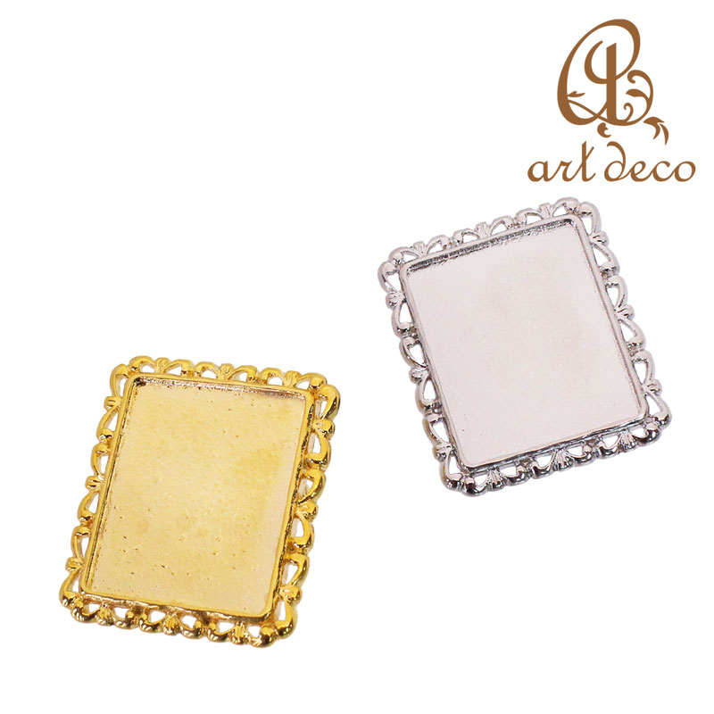アクセサリー パーツ ブローチ コサージュ 四角 スクエア 10個 25mm×20mm ハンドメイド 材料 金具 装飾