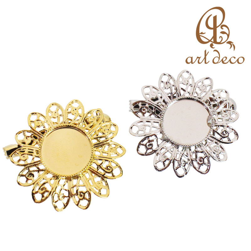 ブローチ コサージュ 花 デザイン 10個 28mm アクセサリー パーツ ハンドメイド オリジナル 材料 金具 装飾 カラワク 空枠