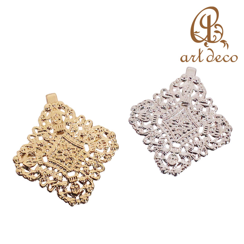 アクセサリー パーツ ブローチ コサージュ 10個 31mm×29mm スカシ ハンドメイド 材料 金具 装飾