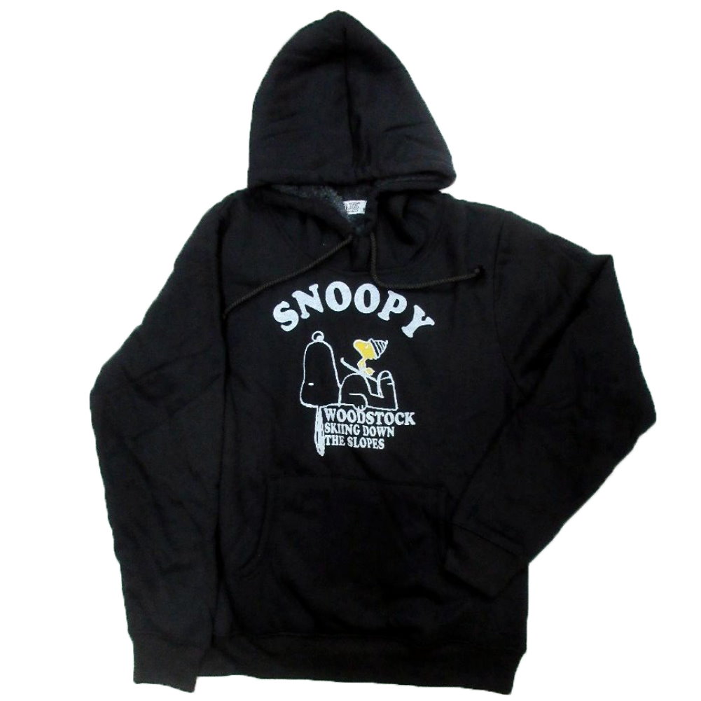 SNOOPY（スヌーピー） メンズ 長袖 暖か パーカー お腹でスキー 柄 裏