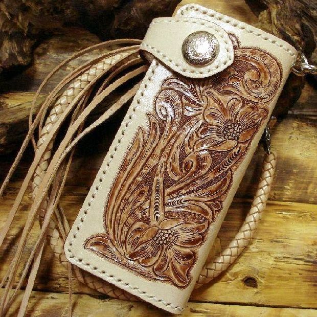 長財布 メンズ 革 カービング バイカーズ ウォレット 送料無料 /bif001