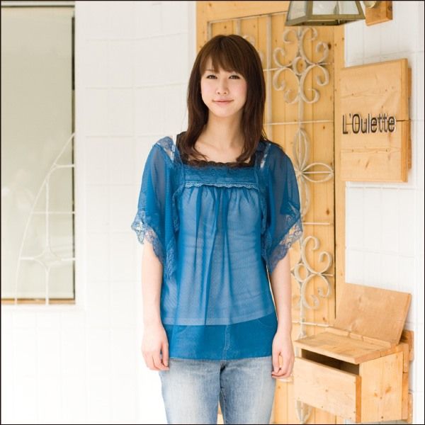 チュニック シフォン 5分袖 レース レディース アンサンブル