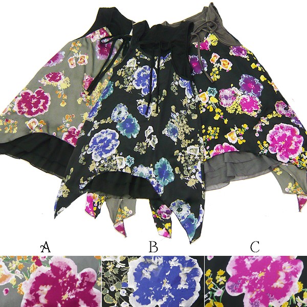 在庫処分セール 花柄 シフォン フラワー チュニック ワンピース