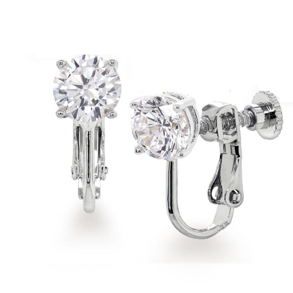 イヤリング ダイヤモンド cz プラチナ 18K 加工 ノンホールピアス アレルギー対応 ブランド | ニューヨークからの贈り物 | 01