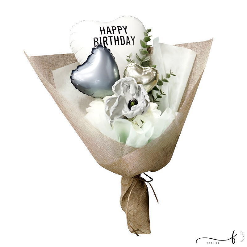 フラワーバルーンブーケ 名入れ メッセージ バルーンギフト 花束