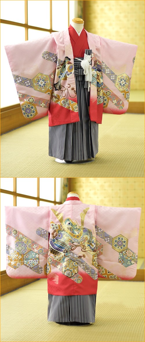 明るい赤系♡七五三　5歳　男の子　セット　一式　ピンク　兜 明るい赤系♡七五三5歳男の子セット一式ピンク兜