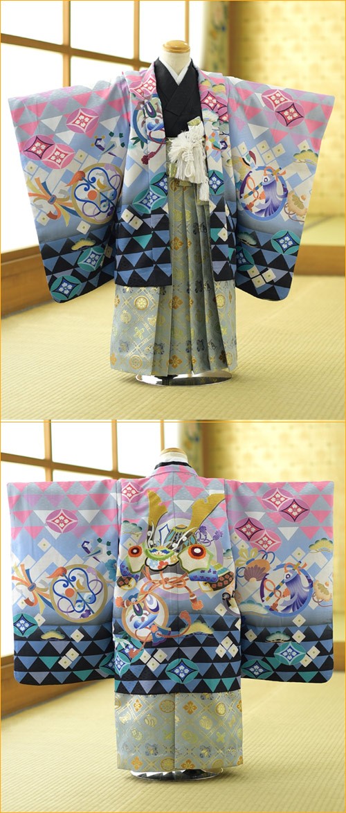 七五三 5歳 男の子 着物 レンタル 花うさぎパステル兜 ミニ5才《身長