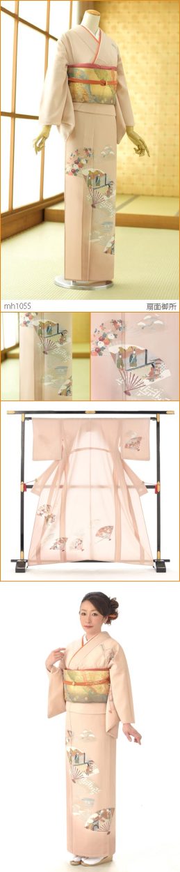夏物 訪問着 着物 未使用 身丈162.5cm 裄66cm M A860-16 夏用単衣訪問着 総しぼり夢想花 身長 156cm〜168cm位 訪問着 レンタル