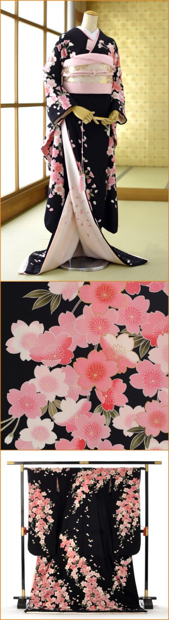 【値下げ】黒引き振袖一式　シェーナドゥーノ　神田うの　ハート柄　花嫁衣装　振袖 値下げ】黒引き振袖一式シェーナドゥーノ神田うのハート柄花嫁
