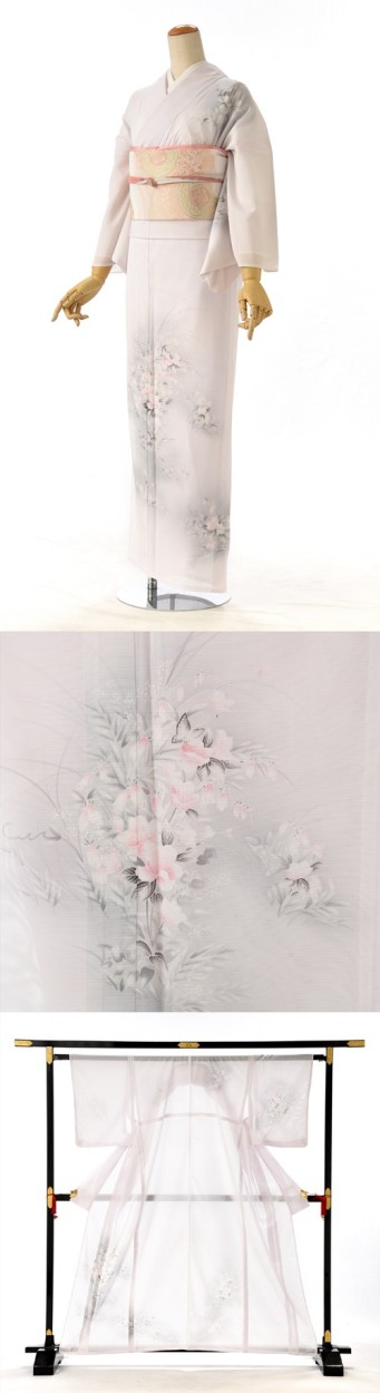 夏用絽訪問着 身長 150cm〜162cm位 レンタル 訪問着 絽 ろ 夏 着物