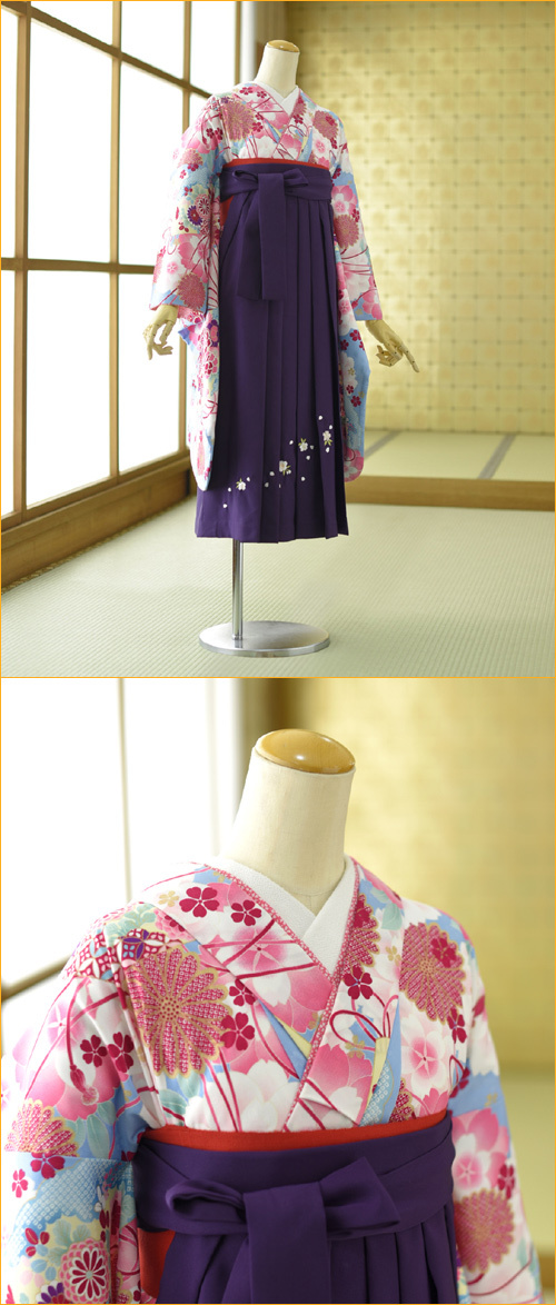 小学校 卒業式 女子 袴レンタル 小学生 女の子 着物JGS水色桧扇