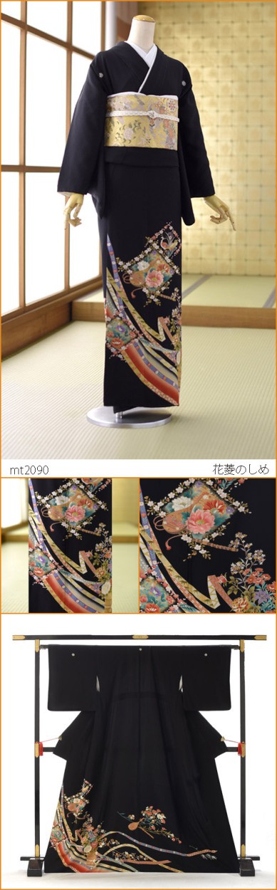 楽天市場】黒留袖 レンタル 総手刺繍 松良菱華紋 mito_556 正絹