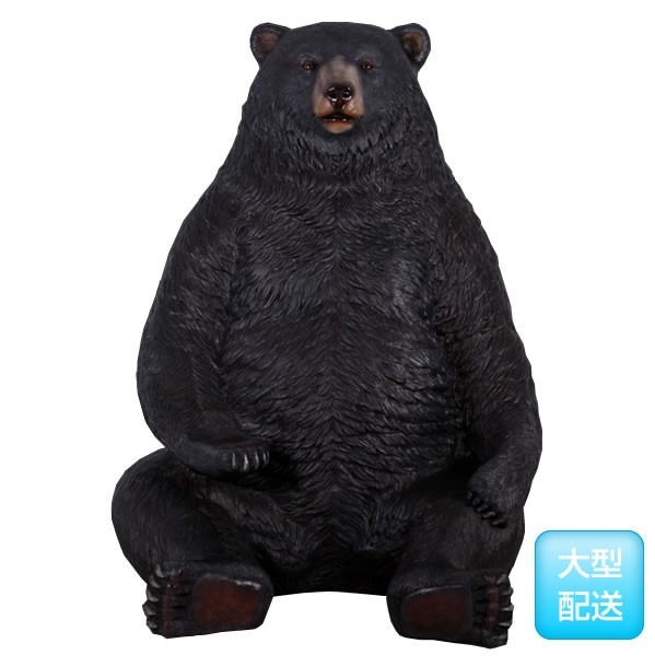 大型　ガラス製クマのオブジェ 赤黒リボン付き caruna_fr160017bl.jpg