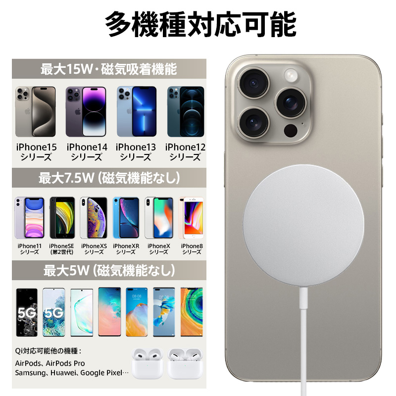 ワイヤレス充電器 iPhone14 Pro Max 13 12 最大15W出力 MagSafe充電器 Qi 薄型 急速 マグネット式 Pro Mini  ProMax :wxc4:ライフスマイル - 通販 - Yahoo!ショッピング