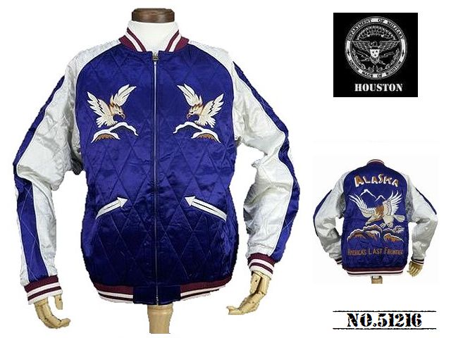 HOUSTON レーヨン スカジャン ALASKA HAWK柄 51216 L HOUSTON（ヒューストン） 送料無料 20%OFF HOUSTON レーヨン