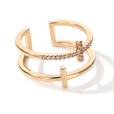 指輪 レディース リング C型リング CZダイヤ 金属アレルギー対応 K18コーティング ダブルリング アクセサリー 誕生日 プレゼント |  | 01