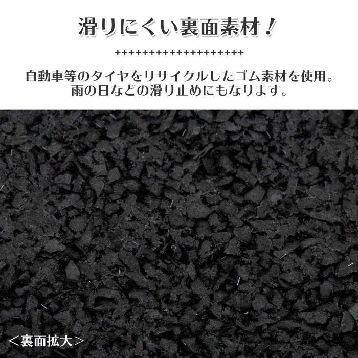 裏面に廃タイヤをリサイクルしたゴム素材を使用しているから、滑り止めにもなります