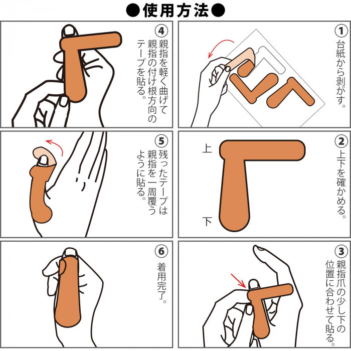 親指を支えるテープの貼り方の説明