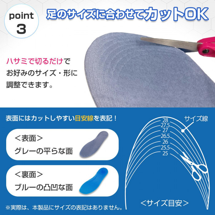 ハサミでお好みのサイズにカットできます