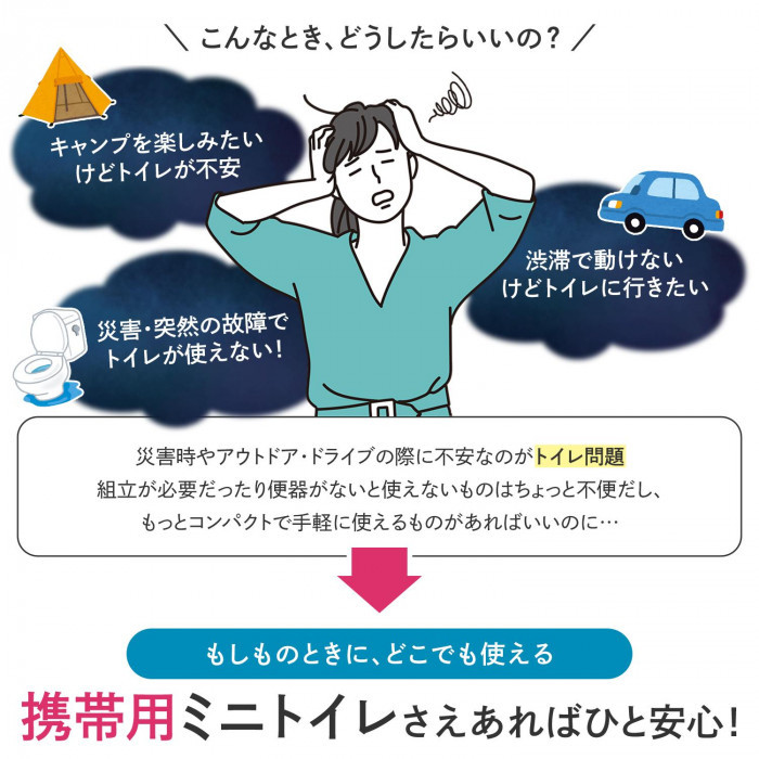 災害やアウトドア・ドライブの際のトイレが不安な方におすすめ