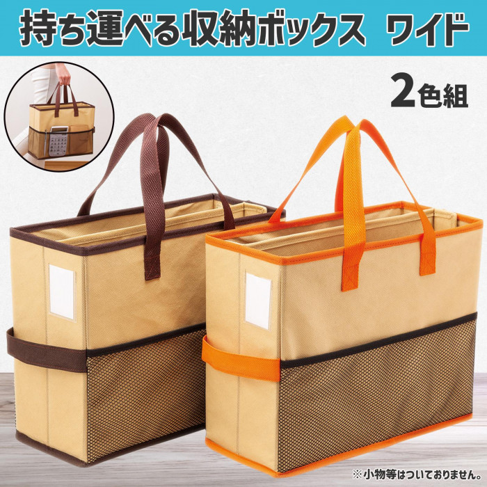 持ち運べる収納ボックス ワイド 2色組 ファイル インデックス