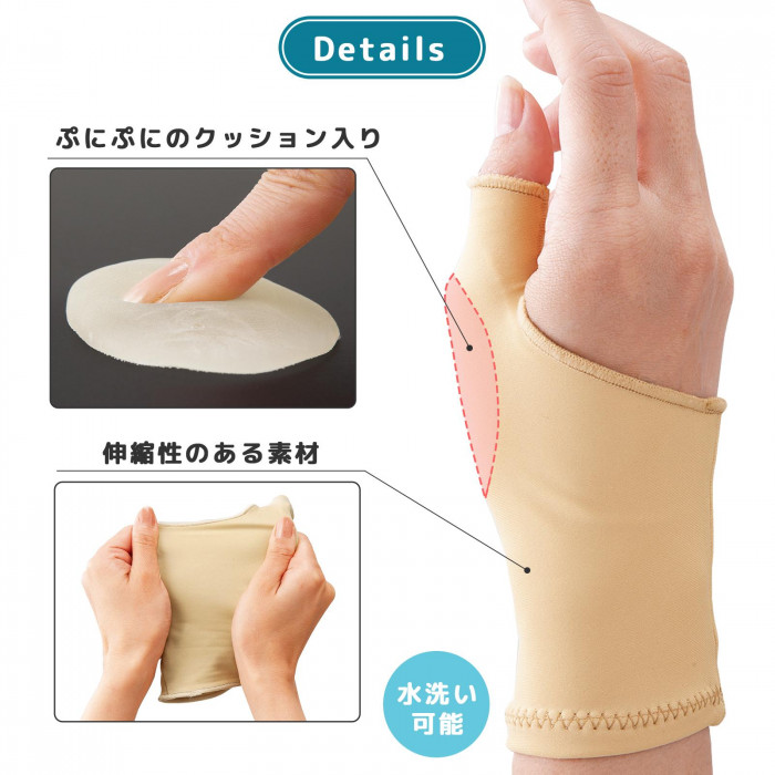クッション付き手首サポーター 男女兼用 左右兼用 水洗いOK クッション