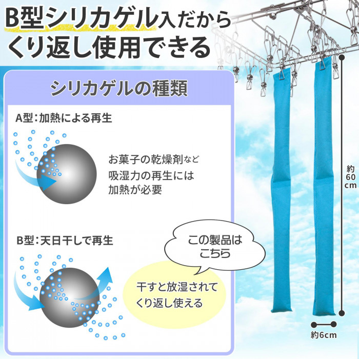 天日干しして再利用OK　くり返し使用できるB型シリカゲル　シリカゲルの種類　サイズ