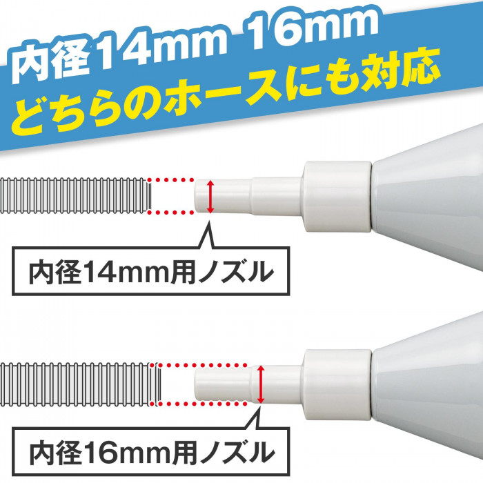 内径14mm、16mmどちらのホースにも対応