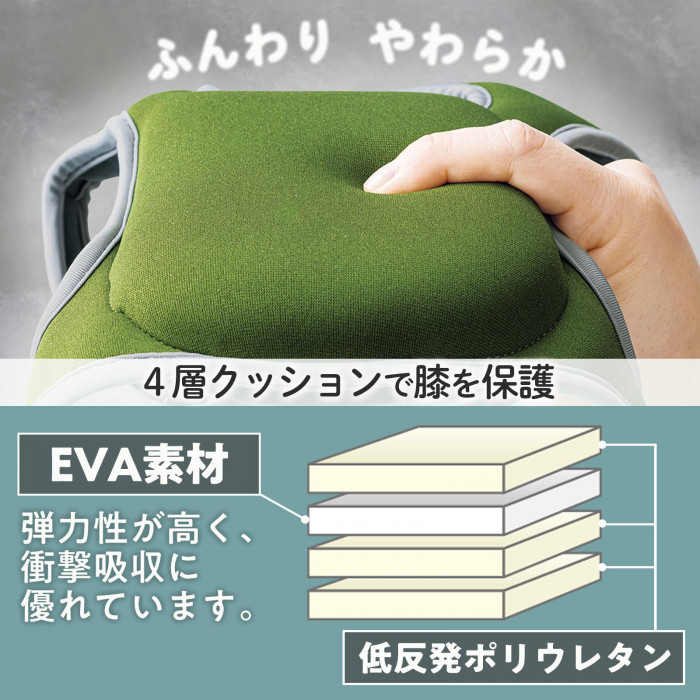 ふんわり膝当てパッド 左右セット 膝パッド 作業用 室内作業 農作業 園芸 ガーデニング 床掃除 DIY 膝 汚れ フィット ズレにくい 面ファスナー