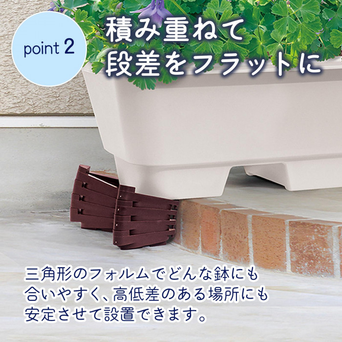 積み重ねると、高低差のある段差にも安定させて設置できる。