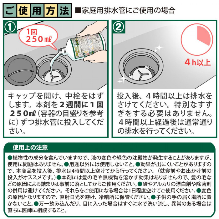 排水管洗浄ヌメリとりバイオくん 排水溝のつまり 台所 掃除 洗剤