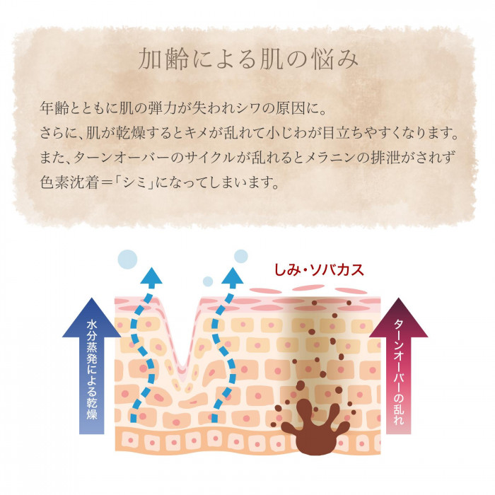 年齢とともに気になるシワ・シミの悩みに