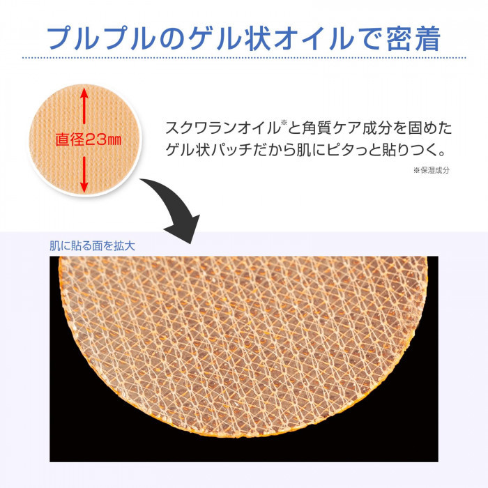 スクワランオイルと角質ケア成分をゲル状に固めているので肌にピタっと張りつく