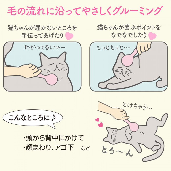 猫ちゃんが届かないところや喜ぶポイントをやさしくなでる