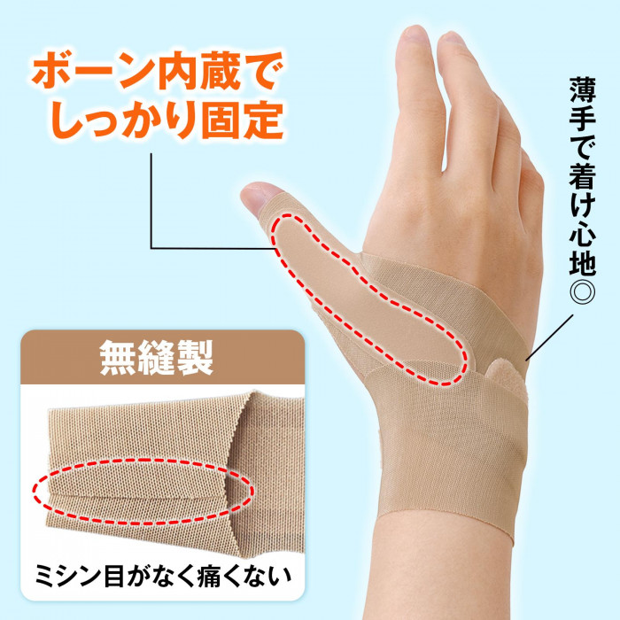メッシュの無縫製手首サポーター 左右兼用 男女兼用 ボーン内臓