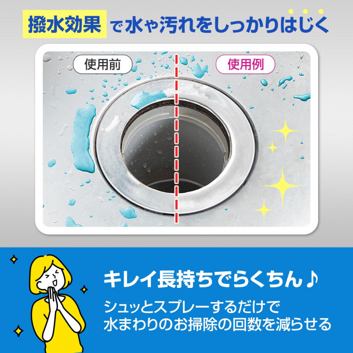 撥水効果で水や汚れをしっかりはじく
