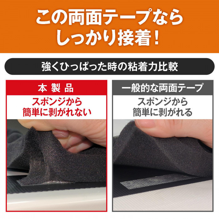 スポンジもくっつく両面テープならスポンジ素材もしっかり接着