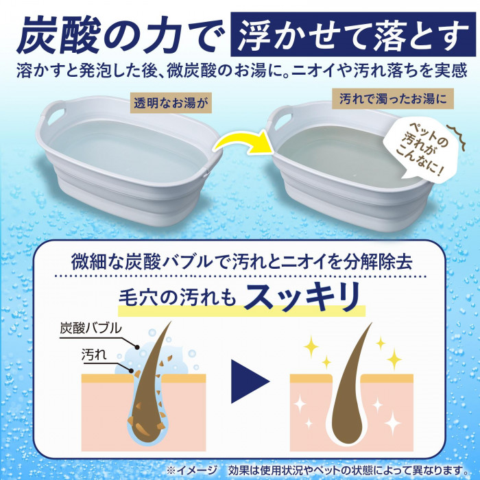 炭酸の力で浮かせて落とす