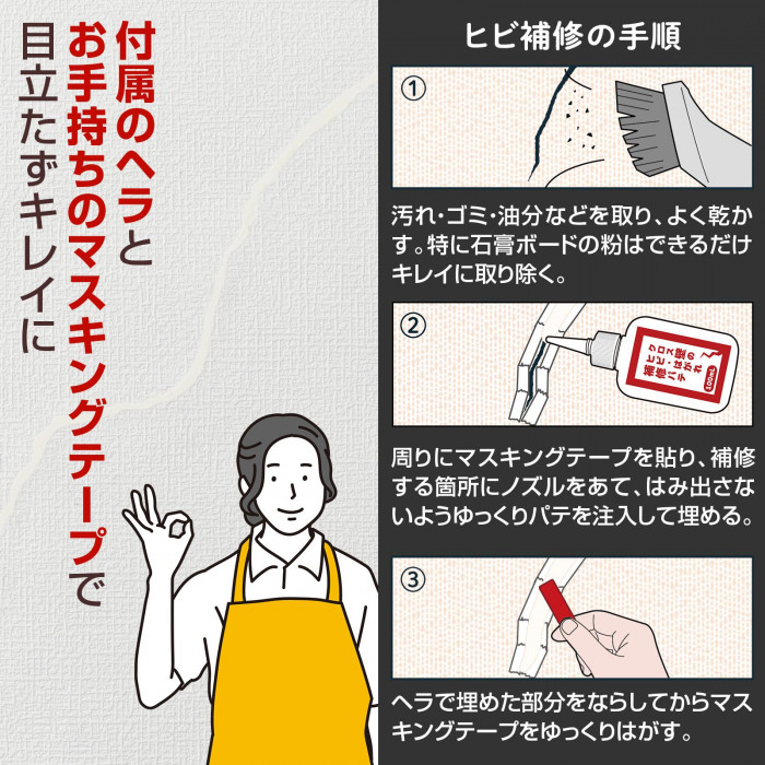付属のヘラとマスキングテープで目立たずキレイに