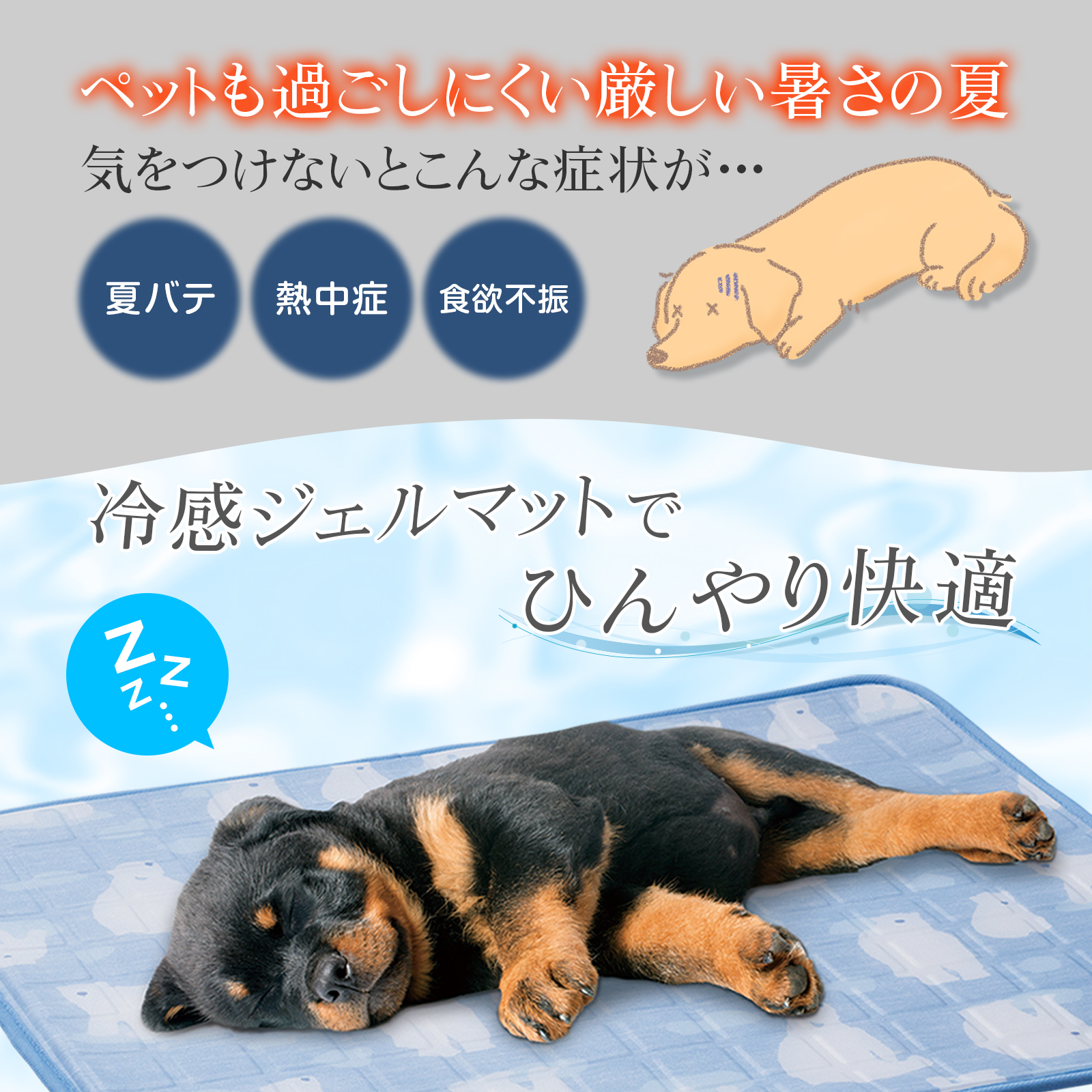 ペット用冷感ごろ寝マット ジェルタイプ 敷きパッド 接触冷感 ひんやり