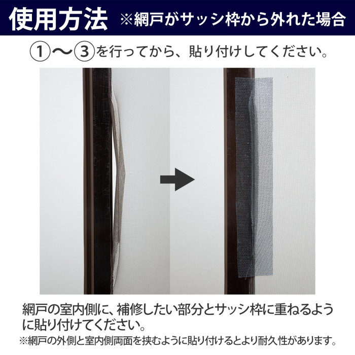 使用方法 ※網戸がサッシ枠から外れた場合
