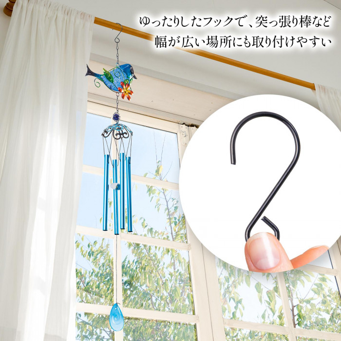 飾りガラスの風鈴 青い鳥 ウィンドチャイム チャイム 玄関チャイム