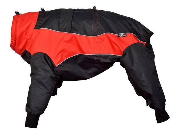正規輸入品 Euro Dog Designs (ユーロ・ドッグ・デザイン) ダコタスノースーツ レッド 55M・8008 撥水 防風 首から脚元まで全身をしっかりとカバーするスタイリッシュなデザインのペット用スノースーツ 伸縮性のある柔らかな袖口のリブがワンちゃんの脚に優しくフィットし 下からのすきま風や雨の侵入を防ぎます 汚れに強い生地はなめらかで 肌ざわりもよく毛がつきにくいのでお手入れも楽々断熱効果の高い中綿入りでほどよい厚みもあり 着ごこちを損なうことなくしっかりと寒さを防ぎます ペット用品