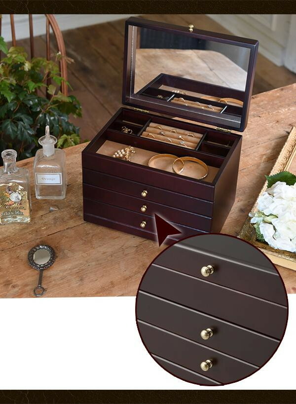 茶谷産業 日本製 Wooden Case 木製ジュエルケース(アクセサリーケース) 3ツ引 017-806 :ab-1084510:シャイニングストア  通販 