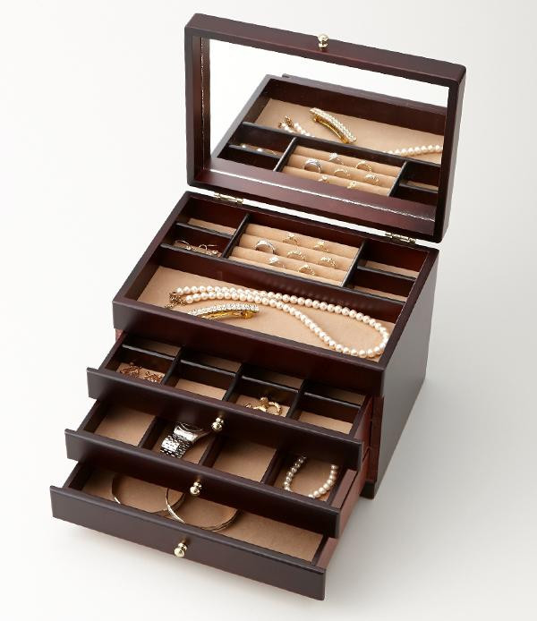 茶谷産業 日本製 Wooden Case 木製ジュエルケース(アクセサリーケース) 3ツ引 017-806 :ab-1084510:シャイニングストア  通販 