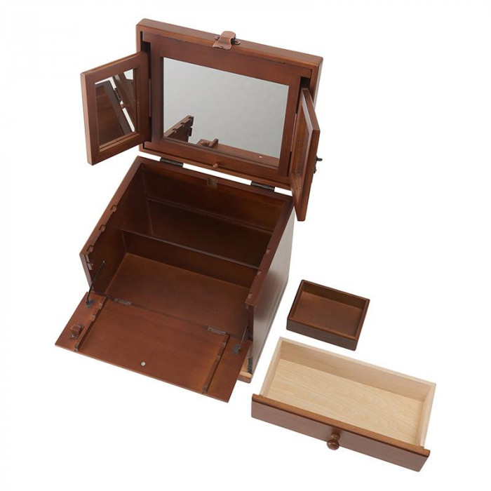 茶谷産業 Made in Japan 日本製 コスメティックボックス 三面鏡 020-108 日本の職人さんがひとつひとつ丁寧につくった木製のコスメティックボックスです 角度が調節できるミラーや美しく収納するための間仕切り 高さのあるボトルなども収まる収納力といった高い機能性に加えて 長く愛用していくうちに自分だけの 風合い になっていきます 日本の職人がつくる確かな品質は 日ごとに愛着が増していきます あらかじめご了承ください