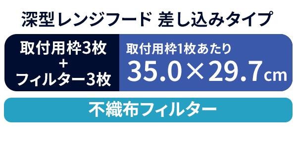 東洋機械 不織布 レンジフードフィルター 深型レンジフード 差し込みタイプ 35.0×29.7 取付用枠3枚+フィルター3枚  :ab-1282914:シャイニングストアNEXT 通販 