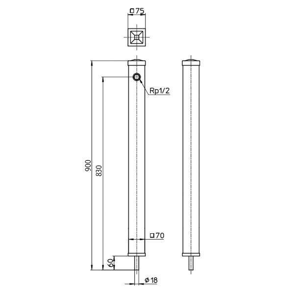 三栄 SANEI PC水栓柱 T8010-70X900-MI 御影 2021年最新入荷 PC水栓柱