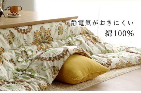 こたつ掛け布団 フラワー... : 寝具・ベッド・マットレス 国産 ブラウン 人気得価